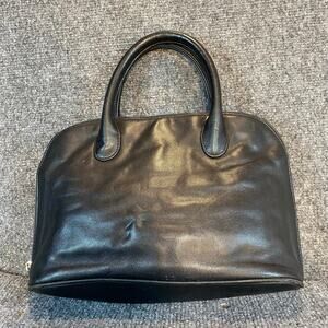 Gianni Bernini Womens Black Leather Top Handle Satchel Super Storage Bag Purse